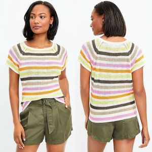 Loft Petite Striped Wedge Sweater Tee Sz M